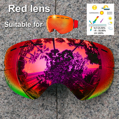 PHMAX slidinėjimo akinių lęšis nuo rūko UV400 apsaugos pakaitalas kelių spalvų objektyvas Geltonas naktinio matymo lęšis, tinkamas XJ-01