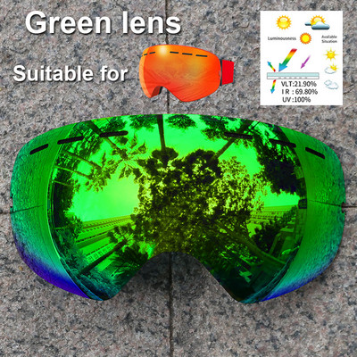 PHMAX slidinėjimo akinių lęšis nuo rūko UV400 apsaugos pakaitalas kelių spalvų objektyvas Geltonas naktinio matymo lęšis, tinkamas XJ-01