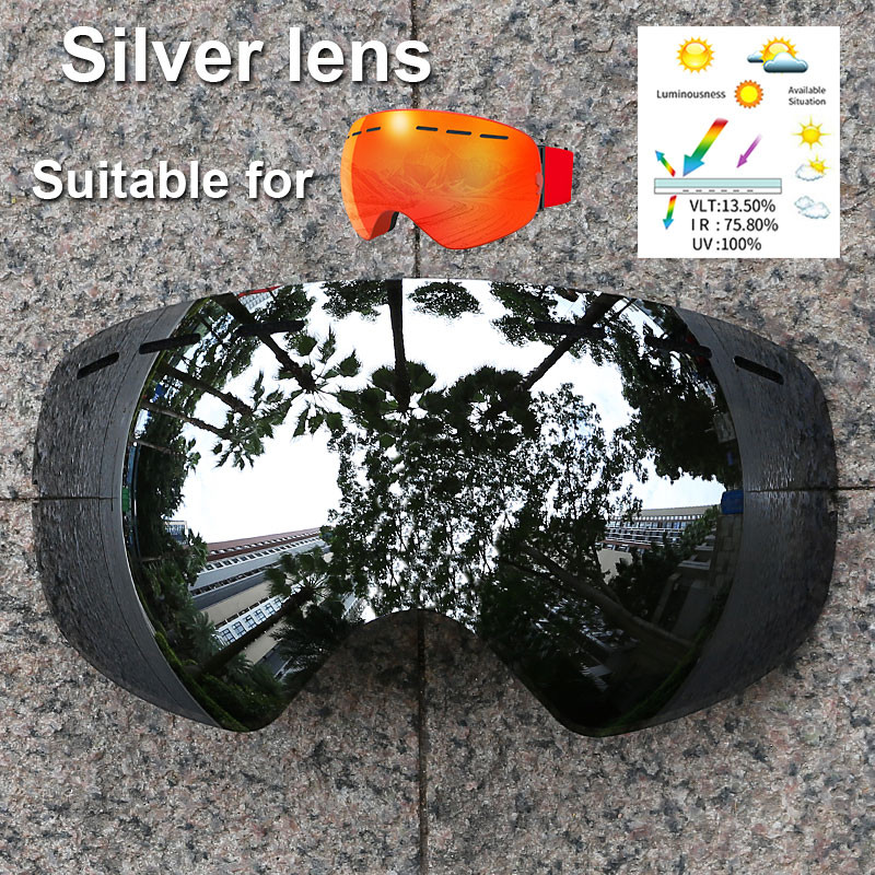 PHMAX slidinėjimo akinių lęšis nuo rūko UV400 apsaugos pakaitalas kelių spalvų objektyvas Geltonas naktinio matymo lęšis, tinkamas XJ-01
