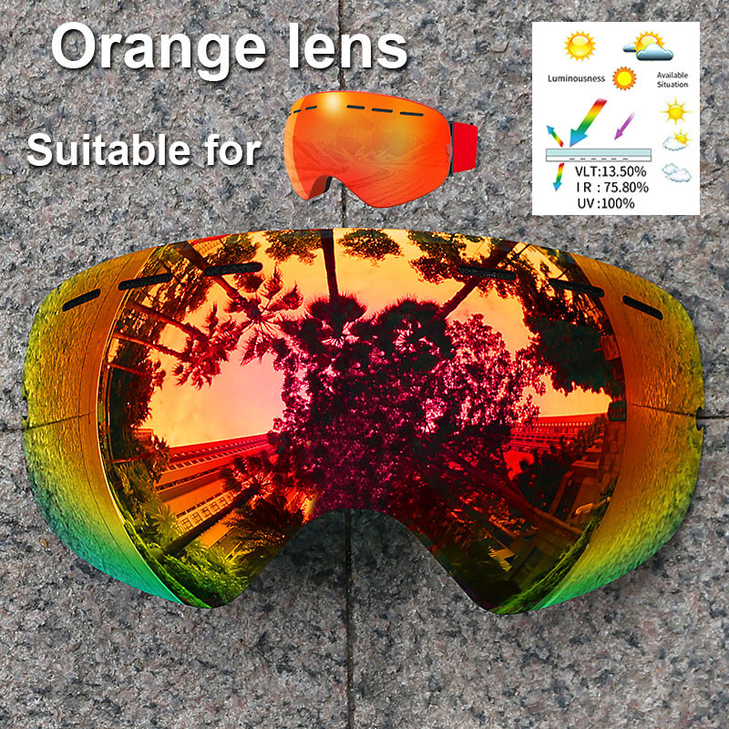 PHMAX slidinėjimo akinių lęšis nuo rūko UV400 apsaugos pakaitalas kelių spalvų objektyvas Geltonas naktinio matymo lęšis, tinkamas XJ-01