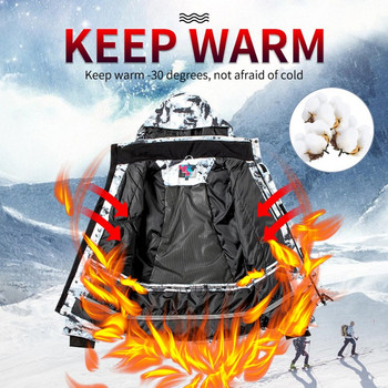 Νέα στολή σκι 2022 για άντρες Ζεστά ρούχα για Snowboard Αδιάβροχα μπουφάν και παντελόνια για σκι πεζοπορίας Χειμερινά κοστούμια χιονιού Εξωτερικά ρούχα