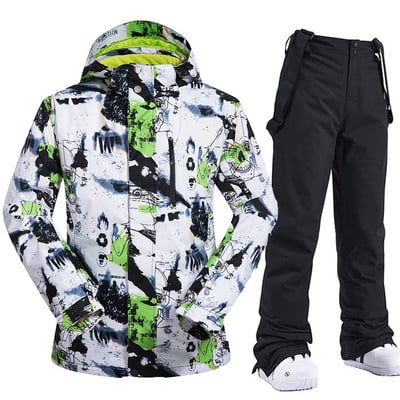 Naujas 2022 m. slidinėjimo kostiumas vyrams Šilti snieglenčių apranga Neperšlampama žygio slidinėjimo striukės ir kelnės Žieminiai sniego kostiumai lauke