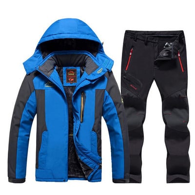 Ανδρική φόρμα για σκι επώνυμα αντιανεμική αδιάβροχη παχύρρευστη παλτό για χειμερινό σκι και σνόουμπορντ Σετ μπουφάν και παντελόνι L-9XL