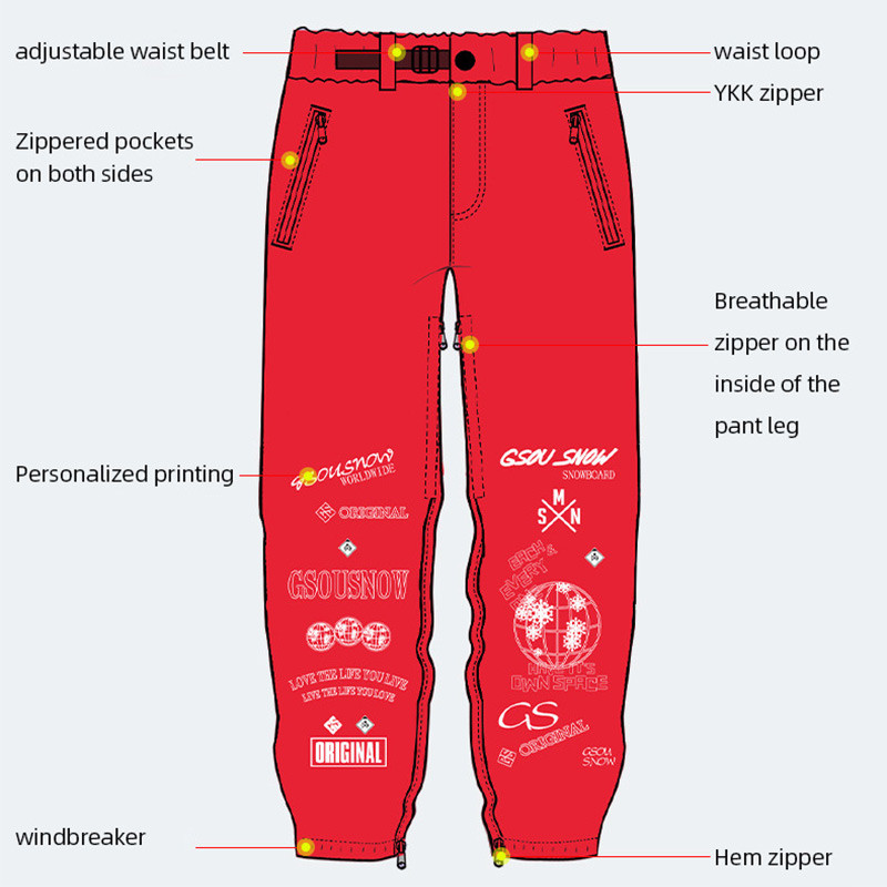Vyriškos slidinėjimo kelnės žieminės, šiltos, vėjui atsparios, vandeniui atsparios sniego kelnės, vyriškos kvėpuojančios laisvos slidinėjimo kelnės, skirtos snieglenčių žygiams