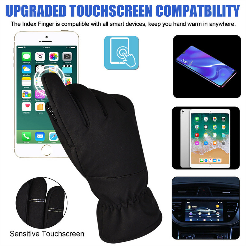 Žieminės pirštinės, atsparios vandeniui terminis jutiklinis ekranas, atsparus vėjui, šiltos pirštinės šaltu oru bėgimo sportui žygiams slidinėjimo pirštinės