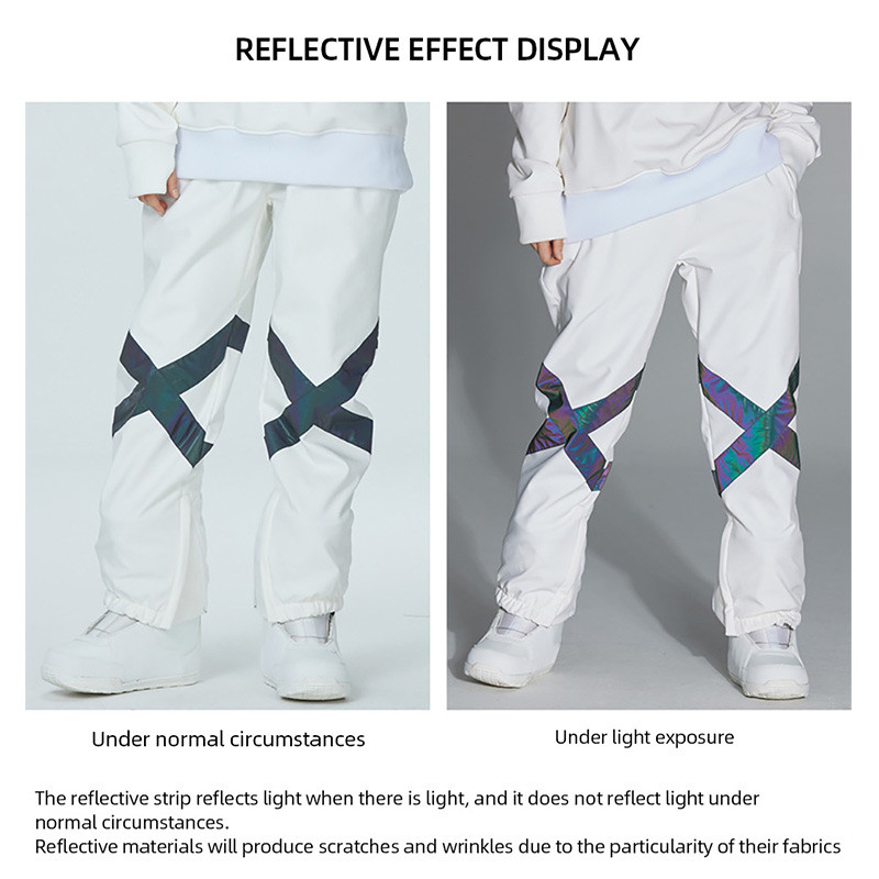 2022 m. naujos slidinėjimo kelnės, moteriškos, vyriškos, žieminės lauko poros, madingos sniego kelnės storos šiltos šviesą atspindinčios baltos snieglenčių kelnės kombinezonai