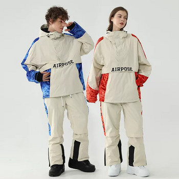 Νέα γυναικεία φόρμα σκι Παχύ ζεστό εξωτερικό μπουφάν Snowboard Ανδρικές φόρμες με κουκούλα Σετ σκι Αδιάβροχο παντελόνι για χιόνι Cltohes
