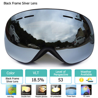 Ochelari de schi cu lentile magnetice cu straturi duble Ochelari de schi anti-ceata UV400 pentru snowboard pentru barbati femei Ochelari de schi Ochelari