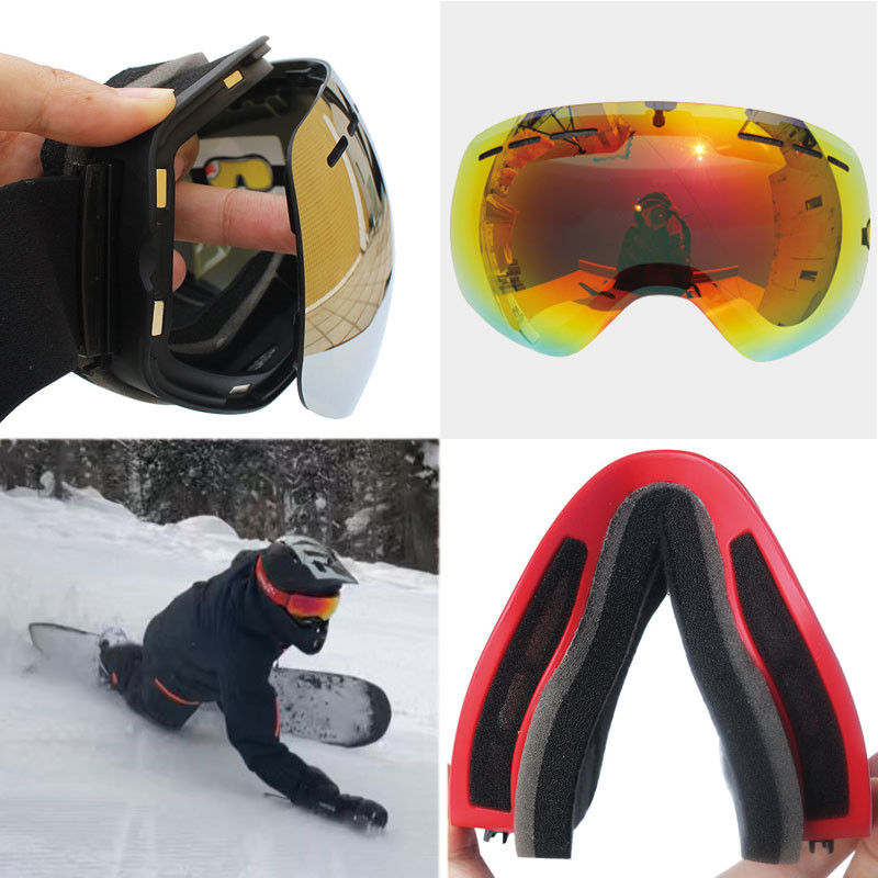 Ochelari de schi cu lentile magnetice cu straturi duble Ochelari de schi anti-ceata UV400 pentru snowboard pentru barbati femei Ochelari de schi Ochelari