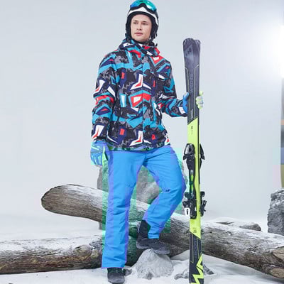 Snieglenčių kostiumas vyrams žieminis lauko vėjui atsparus vandeniui terminis vyriškas sniego kelnių komplektas kombinezonas Slidinėjimas snieglenčių slidžių rinkinys berniukams