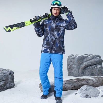 Snieglenčių kostiumas vyrams žieminis lauko vėjui atsparus vandeniui terminis vyriškas sniego kelnių komplektas kombinezonas Slidinėjimas snieglenčių slidžių rinkinys berniukams