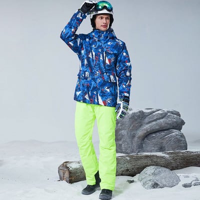Snieglenčių kostiumas vyrams žieminis lauko vėjui atsparus vandeniui terminis vyriškas sniego kelnių komplektas kombinezonas Slidinėjimas snieglenčių slidžių rinkinys berniukams