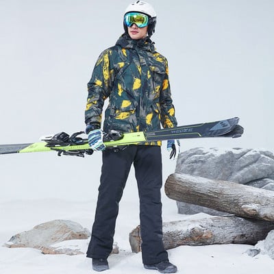 Snieglenčių kostiumas vyrams žieminis lauko vėjui atsparus vandeniui terminis vyriškas sniego kelnių komplektas kombinezonas Slidinėjimas snieglenčių slidžių rinkinys berniukams