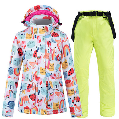 Jachetă de schi nouă, pantaloni de schi pentru femei, rezistentă la vânt, impermeabilă, caldă de iarnă, costum de schi pentru femei, sport în aer liber, schi, snowboarding, haină.