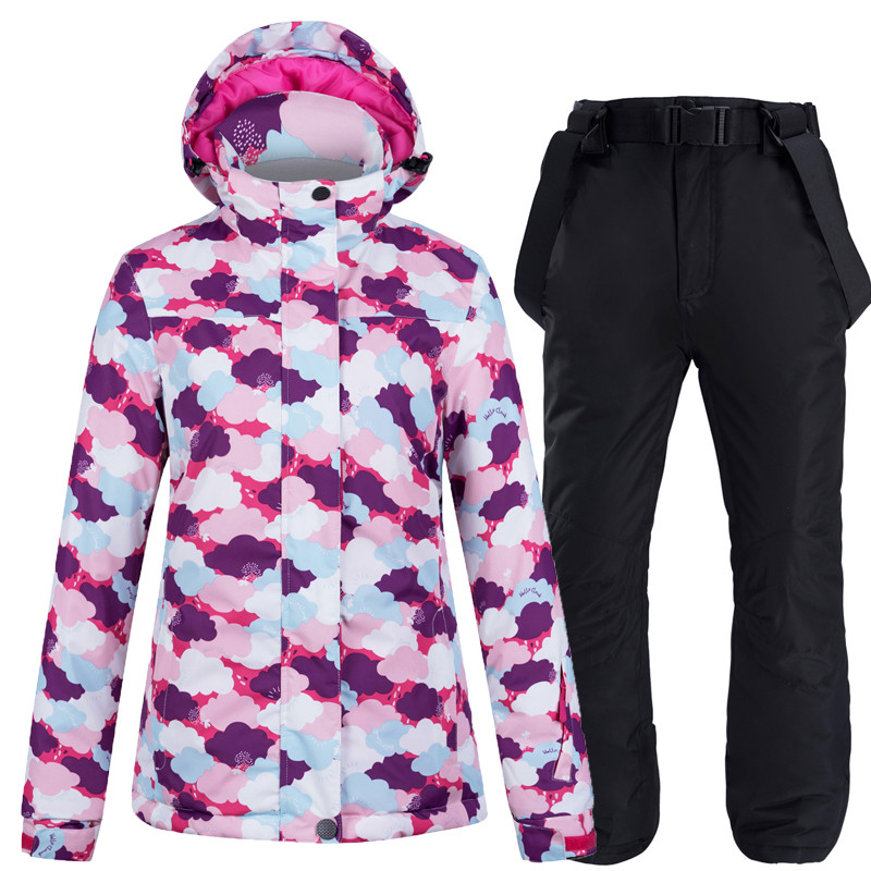 Jachetă de schi nouă, pantaloni de schi pentru femei, rezistentă la vânt, impermeabilă, caldă de iarnă, costum de schi pentru femei, sport în aer liber, schi, snowboarding, haină.