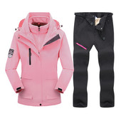 Slidinėjimo kostiumas, moteriškas žieminis vilnonis slidinėjimo striukė ir kelnės Šilta, vandeniui atspari snieglenčių striukė, moteriška lauko žygių žygiams sniego kostiumai