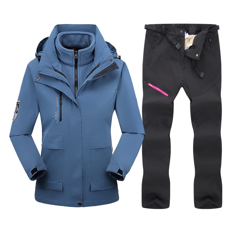 Slidinėjimo kostiumas, moteriškas žieminis vilnonis slidinėjimo striukė ir kelnės Šilta, vandeniui atspari snieglenčių striukė, moteriška lauko žygių žygiams sniego kostiumai