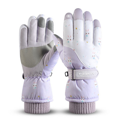 LOOGDEEL Full Finger slidinėjimo pirštinės Neslidžios vandeniui atsparus jutiklinis ekranas Šiltas plius Velvet Lauko Sportas Dviračių Slidinėjimo Pirštinės Moterys Vyrams