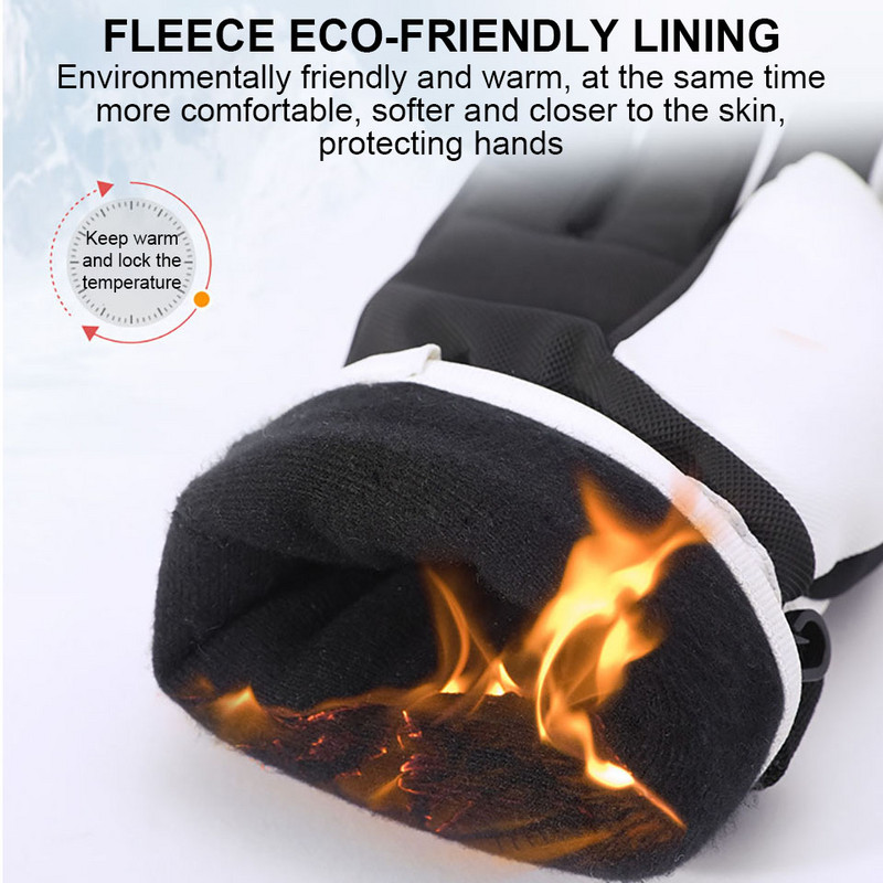 GOBYGO žiemos naujos snieglenčių slidinėjimo pirštinės vaikams suaugusiems Neslystantis jutiklinis ekranas, atsparus vandeniui, vėjui atsparus vaikams, moteriškos vyriškos šiltos sniego pirštinės