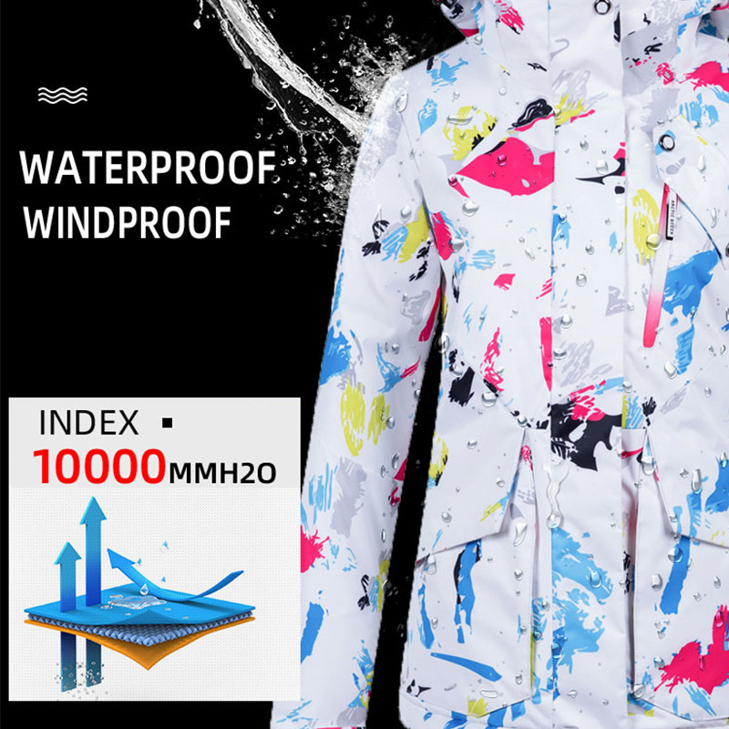 Naujas karštas slidinėjimo kostiumas moterims, vėjui atsparus vandeniui atsparus terminis striukė + sniego kelnių komplektai žiemos lauko slidinėjimo ir snieglenčių striukės kostiumas