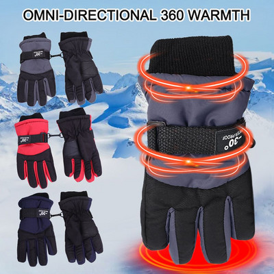 Детски зимни ски ръкавици Сладки анимационни топли ръкавици Неплъзгащи се ветроустойчиви Водоустойчиви ръкавици за спорт на открито Модни зимни ръкавици 1 чифт