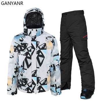 GANYANR Κοστούμι Snowboarding Ανδρικό Σετ Σκι Αδιάβροχο Αντιανεμικό Υπαίθριο Πεζοπορία Κάμπινγκ Ψάρεμα Winter Snow Fashion 2022 Μπουφάν Παντελόνι