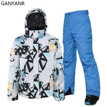 GANYANR Сноуборд костюм мъжки ски комплект водоустойчив ветроустойчив туризъм на открито къмпинг риболов риболов зима сняг мода 2022 якета панталони