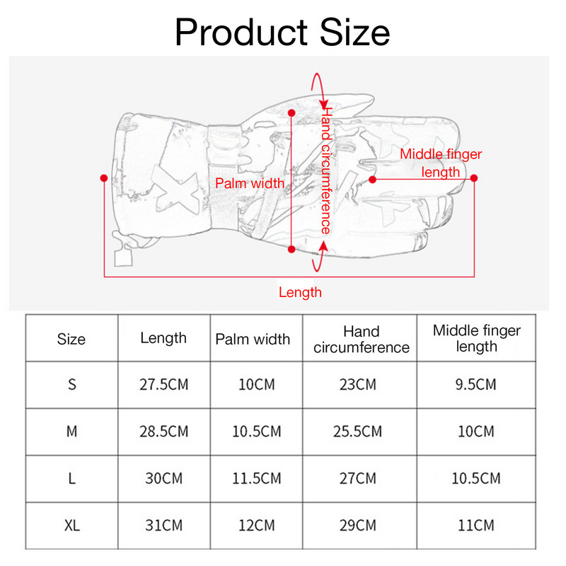 Slidinėjimo pirštinės Sniego pirštinės Neperšlampamos vėjui atsparios pirštinės Vandens slidinėjimo pirštinės Žieminės snieglenčių pirštinės vyrams ir moterims šaltu oru Skii
