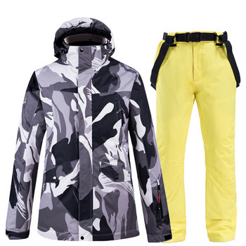 Νέα ανδρική στολή σκι εξωτερικού χώρου, χειμερινή αντιανεμική, αδιάβροχη και ζεστή ενδυμασία για σκι, μονό και διπλό μπουφάν για σκι
