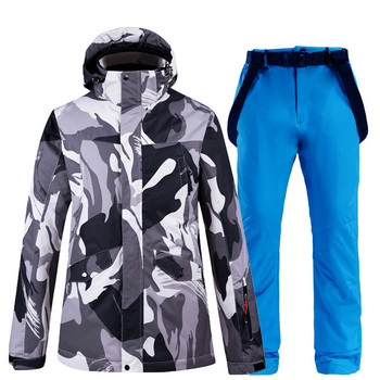 Νέα ανδρική στολή σκι εξωτερικού χώρου, χειμερινή αντιανεμική, αδιάβροχη και ζεστή ενδυμασία για σκι, μονό και διπλό μπουφάν για σκι