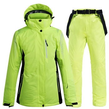 Нови зимни дамски мъжки удебелени ски костюми Топли ветроустойчиви панталони Момичета Ски якета Комплекти дрехи Момчета Сноуборд Комплекти с една дъска