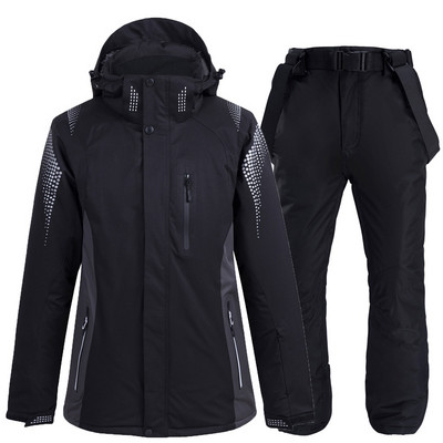 Nouă iarnă Femei Bărbați Îngroșați Costume de schi Pantaloni caldi rezistenți la vânt Fete Jachete de schi Seturi de îmbrăcăminte Băieți Snowboard Seturi de o singură placă