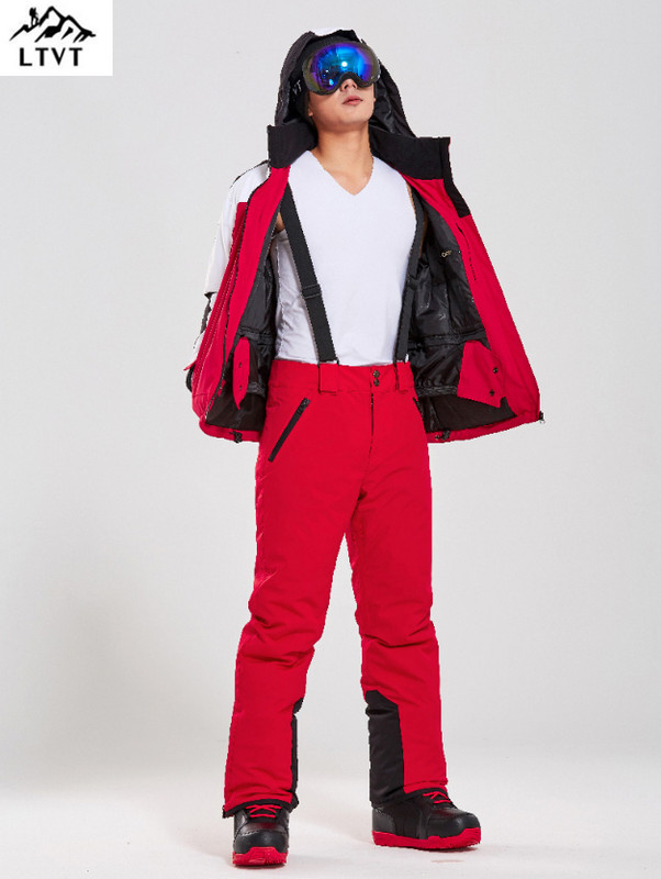 LTVT snieglenčių slidinėjimo kostiumai, vyriški vienviečiai dviviečiai, vandeniui atsparūs paminkštinti dirželiai, nuimami ploni, šilumai skirti vyriški slidžių rinkiniai