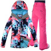 GSOU SNOW Ски костюм Дамско ски яке Сноуборд панталони Зимни водоустойчиви външни евтини ски костюми Дамско спортно облекло 2017 Палто