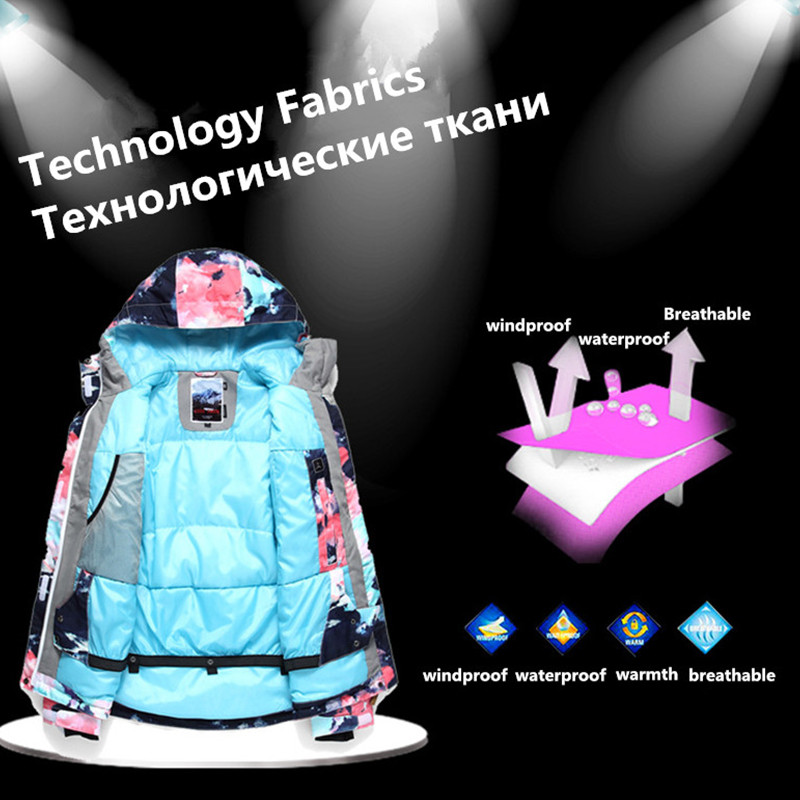 GSOU SNOW Ски костюм Дамско ски яке Сноуборд панталони Зимни водоустойчиви външни евтини ски костюми Дамско спортно облекло 2017 Палто