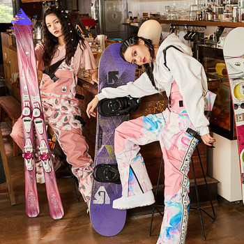 2021 νέο στυλ στολή σκι αντιανεμική και αδιάβροχη γυναικεία στολή σκι παντελόνι σκι εξωτερικού χώρου ανδρικό ολόσωμο παντελόνι σκι με λουράκι