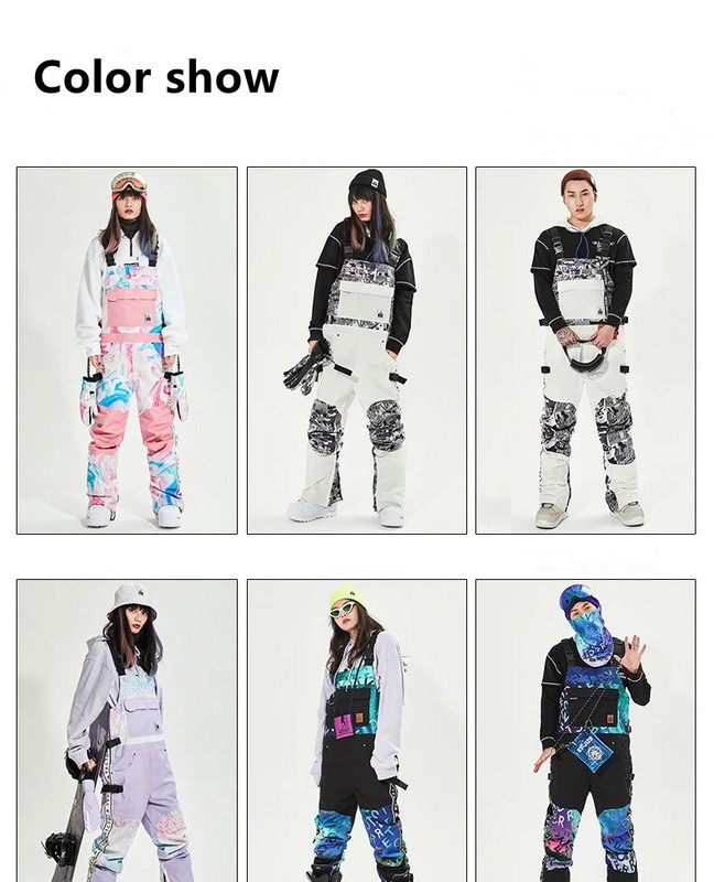 Costum de schi stil nou 2021, costum de schi pentru femei, rezistent la vânt și la apă, pantaloni de schi în aer liber, pantaloni de schi dintr-o singură bucată pentru bărbați.