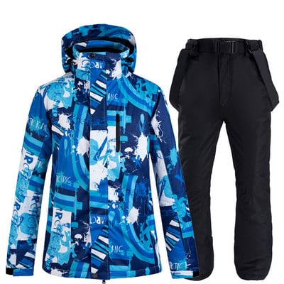 Slidinėjimo kostiumas Vyrai Žiemai Šiltas Neperšlampamas Neperšlampamas Lauko Sportas Slidinėjimas Snieglentės Striukė Hot Ski Įranga Sniego striukės ir kelnės