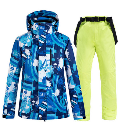 Slidinėjimo kostiumas Vyrai Žiemai Šiltas Neperšlampamas Neperšlampamas Lauko Sportas Slidinėjimas Snieglentės Striukė Hot Ski Įranga Sniego striukės ir kelnės