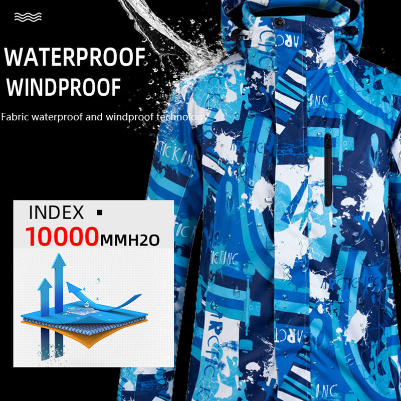 Slidinėjimo kostiumas Vyrai Žiemai Šiltas Neperšlampamas Neperšlampamas Lauko Sportas Slidinėjimas Snieglentės Striukė Hot Ski Įranga Sniego striukės ir kelnės