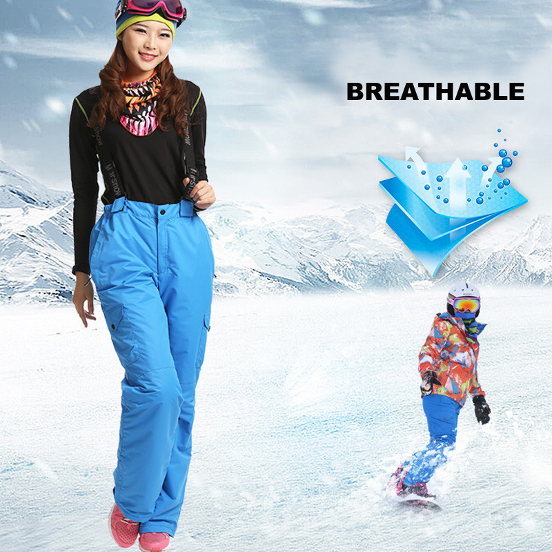 KP02W Aukštos kokybės Moteriškos snieglenčių slidinėjimo kelnės Moteriškos pradedančios dvi slidinėjimo kelnės vienatūrio slidinėjimo kelnės