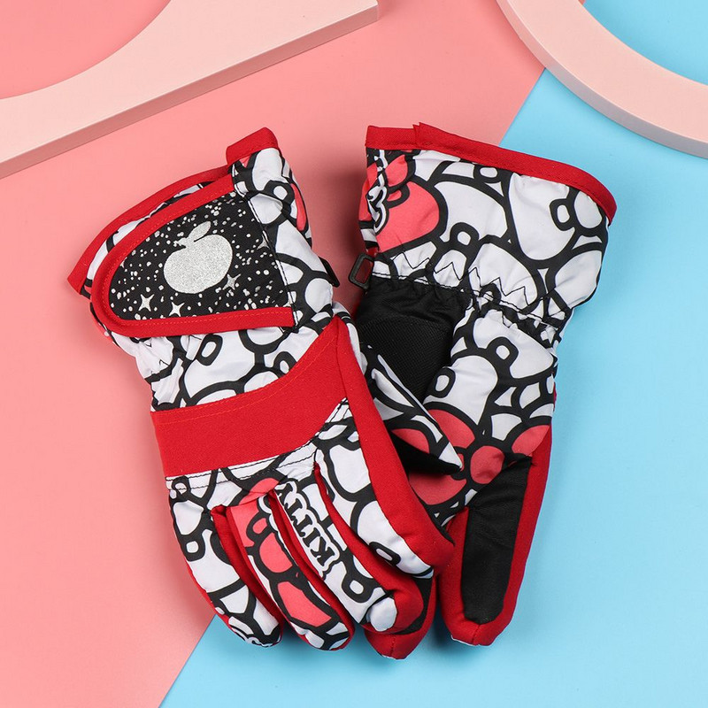 Winter Must Vėjui atsparus vandeniui Storas Šiltas Ilgomis rankovėmis pirštinės lauke Jodinėjimas Snieglente Vaikams Slidinėjimo pirštinės