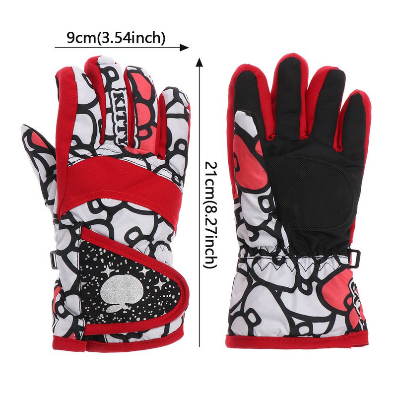 Winter Must Vėjui atsparus vandeniui Storas Šiltas Ilgomis rankovėmis pirštinės lauke Jodinėjimas Snieglente Vaikams Slidinėjimo pirštinės