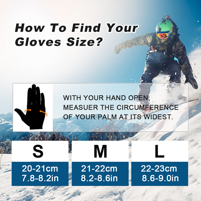 Žiemos šaltu oru slidinėjimo pirštinės vyrams, moteriškos, šiluminiam vandeniui atsparus jutiklinis ekranas, sniego motociklas lauke, žygiai dviračiu, pirštinės pirštinės