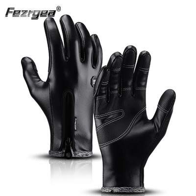 Žieminės slidinėjimo pirštinės Sportinės dviračių sportinės pirštinės Šiltos vyriškos PU odinės pirštinės Neslystančios pirštinės su jutikliniu ekranu