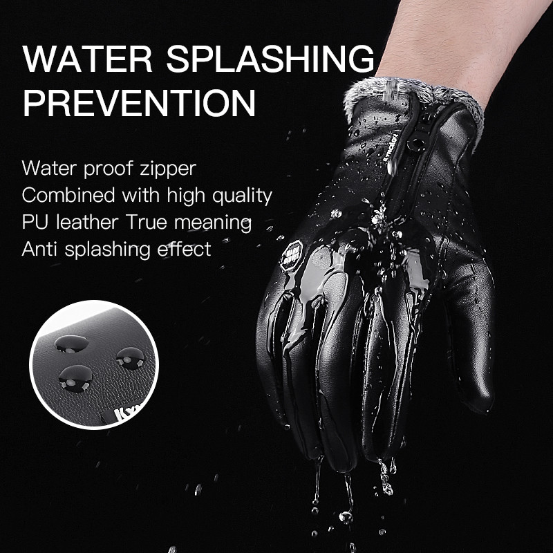 Žieminės slidinėjimo pirštinės Sportinės dviračių sportinės pirštinės Šiltos vyriškos PU odinės pirštinės Neslystančios pirštinės su jutikliniu ekranu