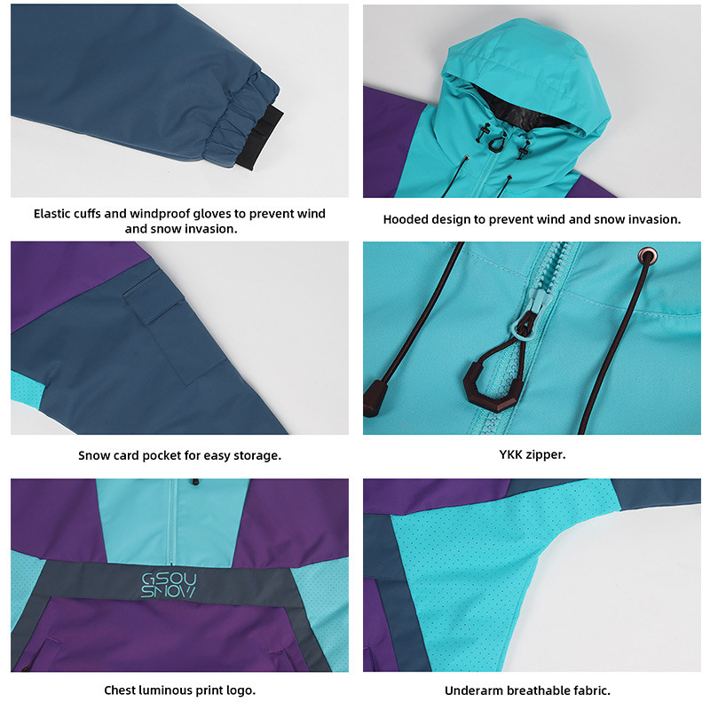 2022. Zimski novi hoodie skijaški komplet Žene Muškarci Jakna za snowboard na otvorenom Vjetrootporna Vodootporna kombinezona Skijaška odijela Reflektirajuće snježne hlače