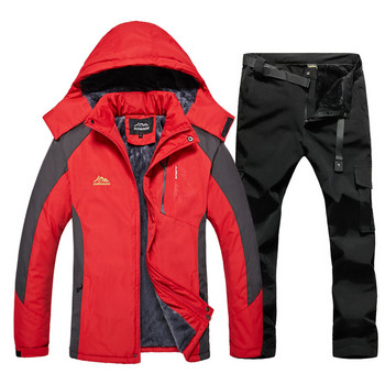 Χειμερινή στολή σκι 2021 για άντρες αδιάβροχη αντιανεμική σούπερ ζεστή θερμική φλις παλτό χιονιού Ανδρικά μπουφάν και παντελόνια Snowboard Σετ Μάρκες