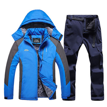 Χειμερινή στολή σκι 2021 για άντρες αδιάβροχη αντιανεμική σούπερ ζεστή θερμική φλις παλτό χιονιού Ανδρικά μπουφάν και παντελόνια Snowboard Σετ Μάρκες