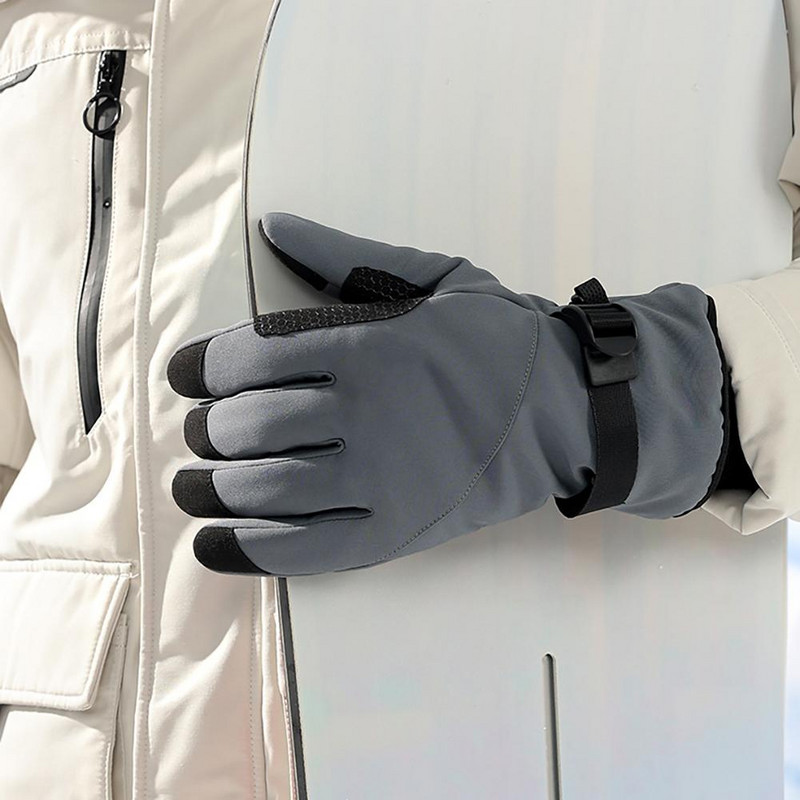 Zimske tople skijaške rukavice Podstavljene od flisa, zadebljane, otporne na vjetar, vodootporne, neklizajuće, rukavice s dodirnim zaslonom za muškarce, skijanje, biciklizam